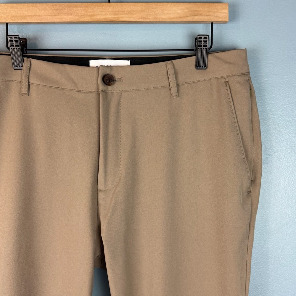 Mott & Bow Tech Trouser Pants Mens 33x26 Tan Khaki Performance Chino Slim Fit